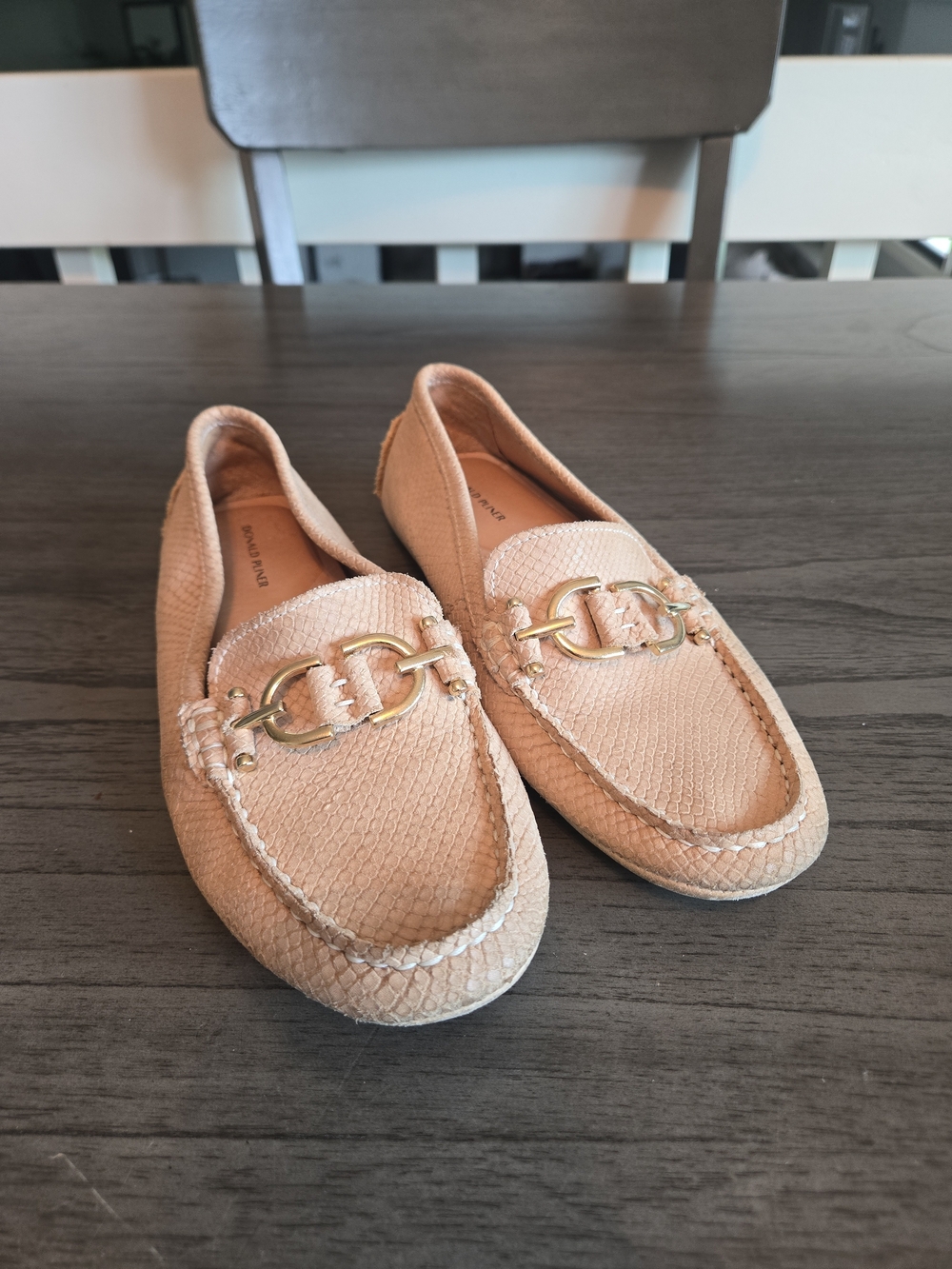Donald Pliner Women's Giovanna Crocco Patent Slip-on Loafer Tan Size 7.5 B